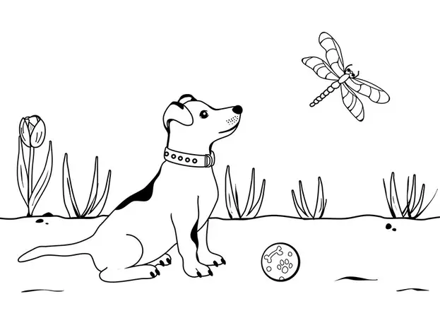 Hund und Libelle als kreative Vorlage