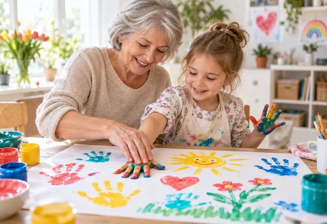 Gemeinsames Malen mit KLECKSi Fingerfarben als Familienerlebnis
